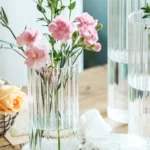Jarrón Cilíndrico de Vidrio Transparente, Ideal para Decoración